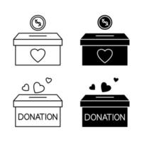 donar icono de caja. donación en la caja. concepto de caridad y donación. da y comparte tu amor con la gente. actividad de voluntariado humanitario vector