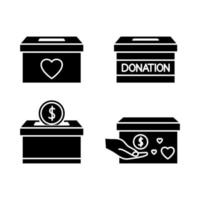 Donate box icon. Donation in the box. Concept of charity and donation. Give and share your love with people. Humanitarian volunteer activity vector