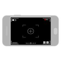 Camera interface in phone screen. Photo, video ui in cellphone. App for record from mobile cam. Viewfinder, grid, focus, button and rec vector