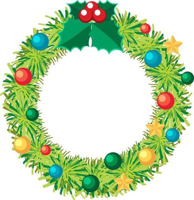 Christmas wreath decor isolated