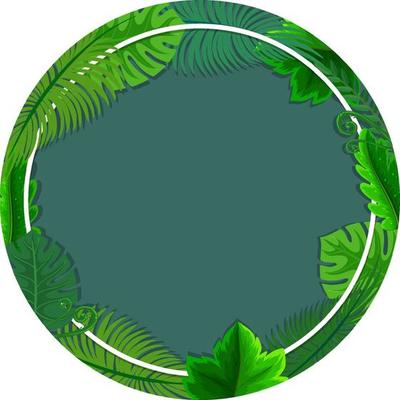Round frame with tropical green leaves