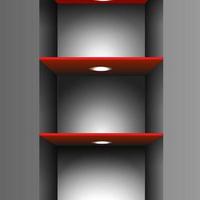 Red empty shelf with lighting vector