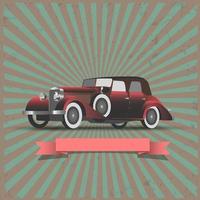 coche retro con cinta-banner vector