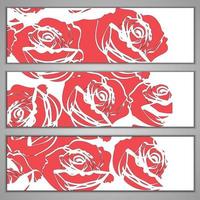 banners with red roses vector