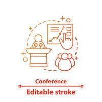 Conference concept icon. Presentation. Business training idea thin line illustration. Public speech. Vector isolated outline drawing. Editable stroke