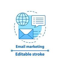 Email marketing concept icon. Online communication idea thin line illustration. Mailing. Commercial messaging. Vector isolated outline drawing. Editable stroke