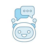 Chatbot with speech bubbles color icon. Modern robot. Talkbot typing answer. Online support. Virtual assistant. Chat bot. Contour symbol. Isolated vector illustration