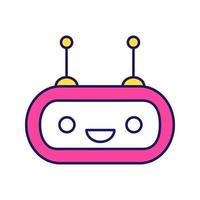 Chatbot color icon. Talkbot. Laughing chat bot. Modern robot. Virtual assistant. Conversational agent. Isolated vector illustration