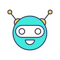 Chatbot color icon. Talkbot. Circle head laughing chat bot. Modern robot. Virtual assistant. Conversational agent. Isolated vector illustration