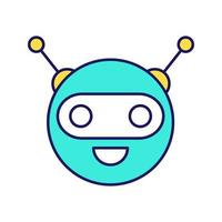 Chatbot color icon. Talkbot. Circle head laughing chat bot. Modern robot. Virtual assistant. Conversational agent. Isolated vector illustration