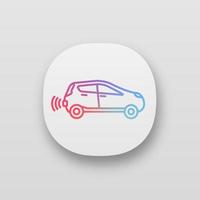 Smart car in side view app icon. NFC auto. Intelligent vehicle. UI UX interface. Web or mobile application. Self driving automobile. Autonomous car. Driverless vehicle. Vector isolated illustration