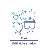 Cooking process concept icon. Meal preparation idea thin line illustration. Kitchen. Vector isolated outline drawing. Editable stroke