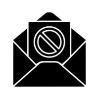 Protest action email notification glyph icon. Social or political movement targeted mailing. Sending letter with protest event details. Remonstration letter. Silhouette. Vector isolated illustration