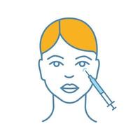 Crows feet neurotoxin injection color icon. Eye area anti wrinkle injection. Wrinkles reducing. Cosmetic procedure. Facial rejuvenation. Isolated vector illustration