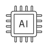 icono lineal del procesador de ai. microprocesador para sistema de inteligencia artificial. Ilustración de línea fina. microchip, chipset. UPC. unidad Central de procesamiento. dibujo de contorno aislado vectorial. trazo editable vector