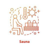 Sauna concept icon. Sudatory. Body care idea thin line illustration. Swimming pool. Summer rest. Vector isolated outline drawing