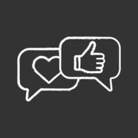 Customer feedback chalk icon. Social media likes and comments. Positive reviews. Rating, ranking. Isolated vector chalkboard illustration