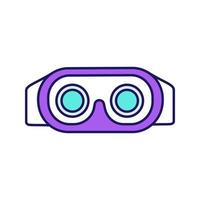 VR headset inside view color icon. Virtual reality mask set. 3D VR glasses, goggles. Isolated vector illustration