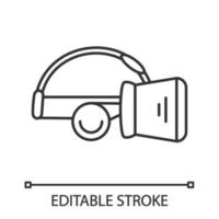 icono lineal de auriculares vr. Ilustración de línea fina. conjunto de máscara de realidad virtual. gafas vr, gafas con auriculares integrados. símbolo de contorno. dibujo de contorno aislado vectorial. trazo editable vector