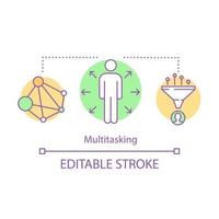 Human multitasking concept icon. Personal qualities, abilities idea thin line illustration. HR soft skills. Work productivity and efficiency. Vector isolated outline drawing. Editable stroke