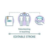 Volunteer teaching concept icon. Affordable education idea thin line illustration. Educational benefit. Student exchange program. Vector isolated outline drawing