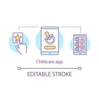 Childcare app concept icon. Babysitter agency website, nanny s rates, recommendations. Parents assistant choose idea thin line illustration. Vector isolated outline drawing. Editable stroke