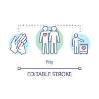 icono del concepto de lástima. compasión idea ilustración de línea fina. simpatía. servicio de asistencia. Fundación caritativa. valor de la relación. donación y ayuda a los necesitados. dibujo de contorno aislado vectorial. trazo editable vector