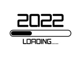 feliz año nuevo 2022 con icono de carga estilo plano. barra de progreso casi llegando a la víspera de año nuevo. ilustración vectorial con carga 2022. fondo blanco o aislado vector