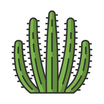 Icono de color de cactus de tubo de órgano. pitahaya. planta nativa de américa. flora exótica tropical. ilustración vectorial aislada vector