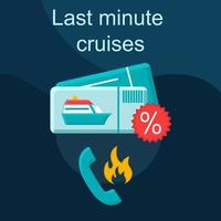 Last minute cruise deal flat concept vector icon. Travel price idea cartoon color illustrations set. Trip tickets coupons, discounts, special offers. Cheap voyage. Isolated graphic design element
