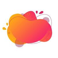 Abstract fluid design element. Minimalistic background for text. Wavy bubble banner, poster clipart with lines, dots. Gradient liquid orange flat shape. Geometric color illustration. Isolated vector