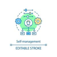 Self management concept icon. Business development. Skill improvement. Goal achieving. Personal growth idea thin line illustration. Vector isolated outline drawing. Editable stroke