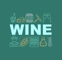 banner de conceptos de palabra de la industria del vino. vinificación. vinificación. producción de vino. lagar. idea de tipografía de letras aisladas con iconos lineales. ilustración de contorno vectorial vector