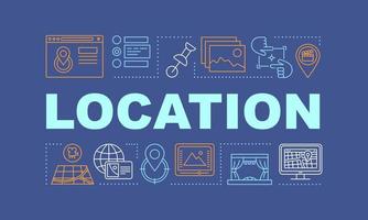 Location word concepts banner. Film location scouting. Video production studio searching. Presentation, website. Isolated lettering typography idea with linear icons. Vector outline illustration