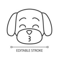 Maltese cute kawaii linear character. Thin line icon. Dog with kissing muzzle. Animal with smiling eyes. Happy domestic doggie. Vector isolated outline illustration. Editable stroke