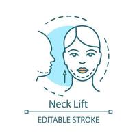 Neck lift concept icon. Youthful-looking neck idea thin line illustration. Cosmetic surgery procedure. Lower rhytidectomy. Vector isolated outline drawing. Editable stroke