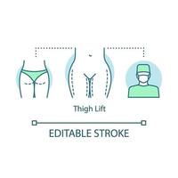 Thigh lift concept icon. Body lifting idea thin line illustration. Thighplasty. Reshaping surgery. Cosmetic surgical procedure. Rejuvenation. Vector isolated outline drawing. Editable stroke