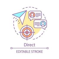 Direct marketing concept icon. Message sending idea thin line illustration. Chatting, mailing vector isolated outline drawing. Email and sms marketing, correspondence, communication. Editable stroke