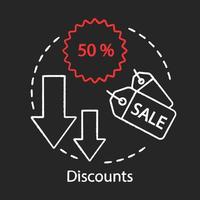 Referral discounts concept chalk icon. Marketing idea. Special offer, seasonal, clearance sale. Fifty percent off. Vector isolated chalkboard illustration