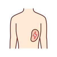 Ill spleen color icon. Sore human organ. People disease. Unhealthy lymphatic system. Sick internal body part. Immune system. Isolated vector illustration