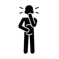 Nausea glyph icon. Allergy, food poisoning, gastritis symptom. Silhouette symbol. Fatigue, malaise, stomach ache. Pregnancy morning sickness, toxicosis. Negative space. Vector isolated illustration