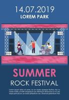 Summer rock festival brochure template. Pop music summer performance flyer, booklet, leaflet concept with flat illustrations. Vector page layout for magazine. advertising invitation with text space