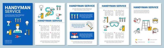 Handyman service brochure template layout. Home repair. House maintenance. Flyer, booklet, leaflet print design with linear illustrations. Vector page layouts for annual reports, advertising posters