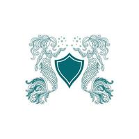 logo de escudo de sirena vector