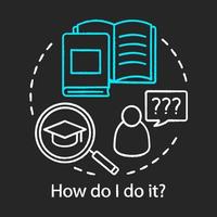 Education motivation concept chalk icon. Solution search idea. How do I do do it. Striving for success. Overcoming difficulties. Vector isolated chalkboard illustration