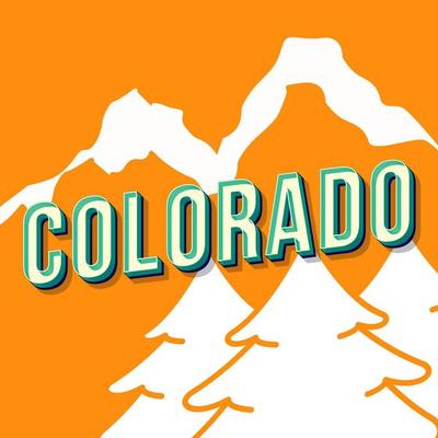 Colorado vintage 3d vector lettering. Retro bold font, typeface. Pop art stylized text. Old school style letters. 90s, 80s poster, banner typography design. Apricot color background with landscape