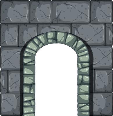 Stone arch in cartoon style on white background