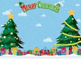 Merry Christmas background template with Christmas tree vector