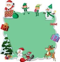 Empty Christmas board with cartoon characters and objects vector