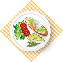 Healthy breakfast with egg bread toast and vegetable vector